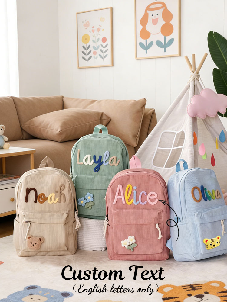 Embroidery Initials Designs - Mochila de pana personalizada unisex —