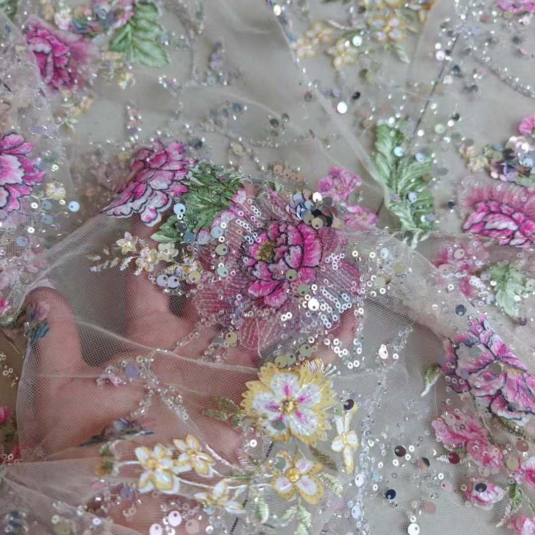 Embroidery Net Fabric - Tela de encaje de lujo con