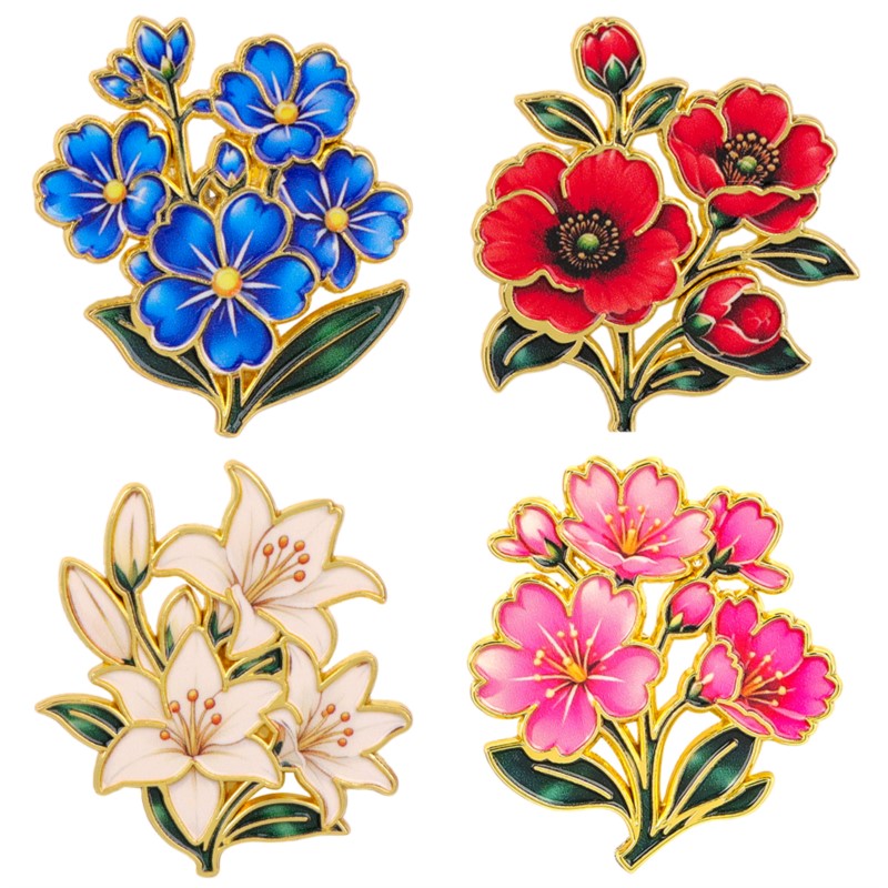 Embroidery Wallpaper - Bonito Broche de Esmalte Floral Vintage
