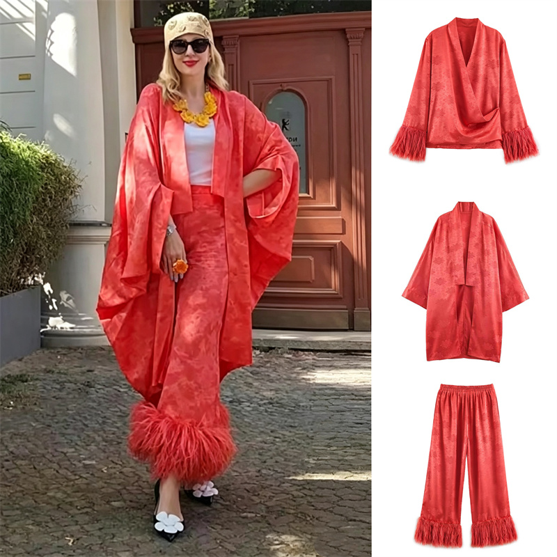 Kimono de Satén con Estampado  - Embroidery Origin reseña y precio