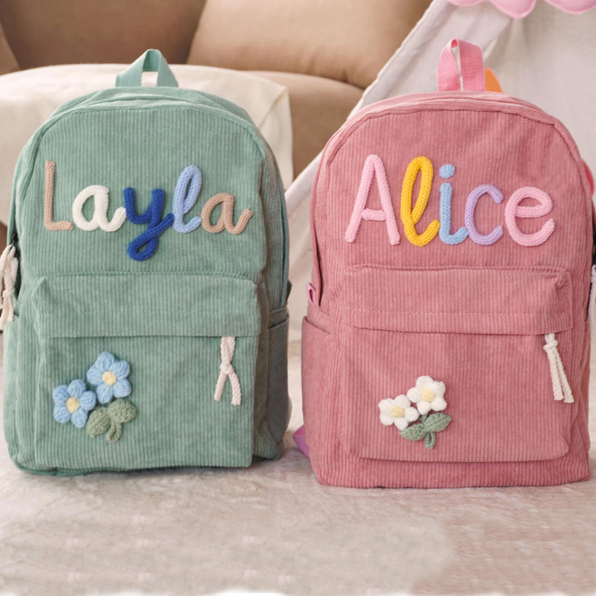 Mochila de pana personalizada  - Embroidery Initials Designs reseña y precio