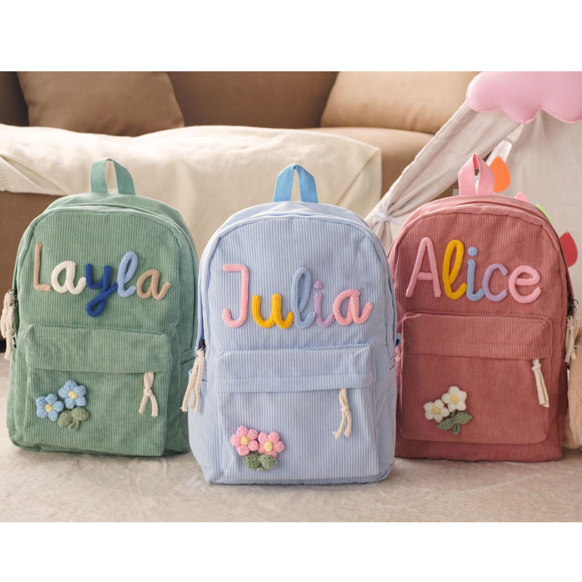 Mochila de pana personalizada  - Embroidery Initials Designs reseña y precio